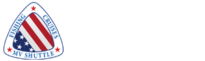 Triangle logo with stars, stripes, and text 'Fishing Cruises MV Shuttle'.